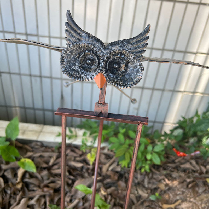 Molino de viento metálico resistente para jardín, arte de aves para decoración de patio.