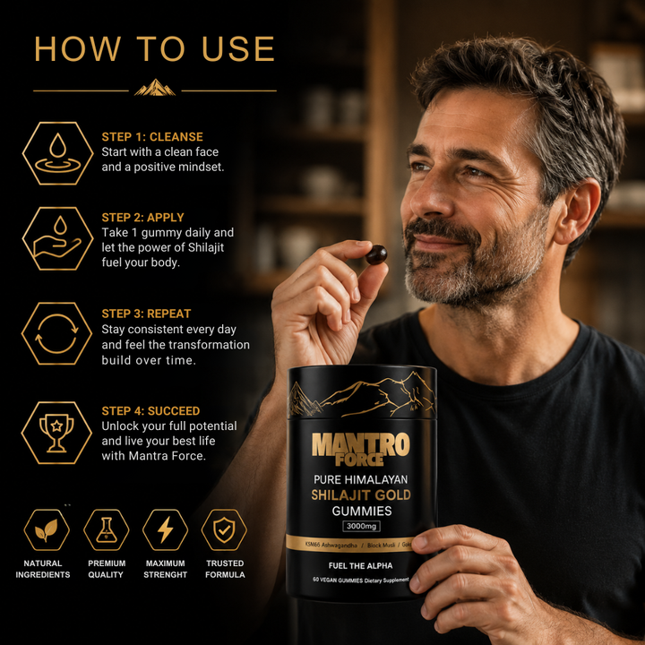 Varias gomitas de Shilajit. Suplemento natural para energía, vitalidad, bienestar y rendimiento. Con minerales clave.