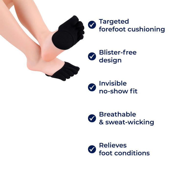 Calcetines de dedo transpirables para confort anti-ampollas. Amortiguación y protección de pies unisex para actividad.