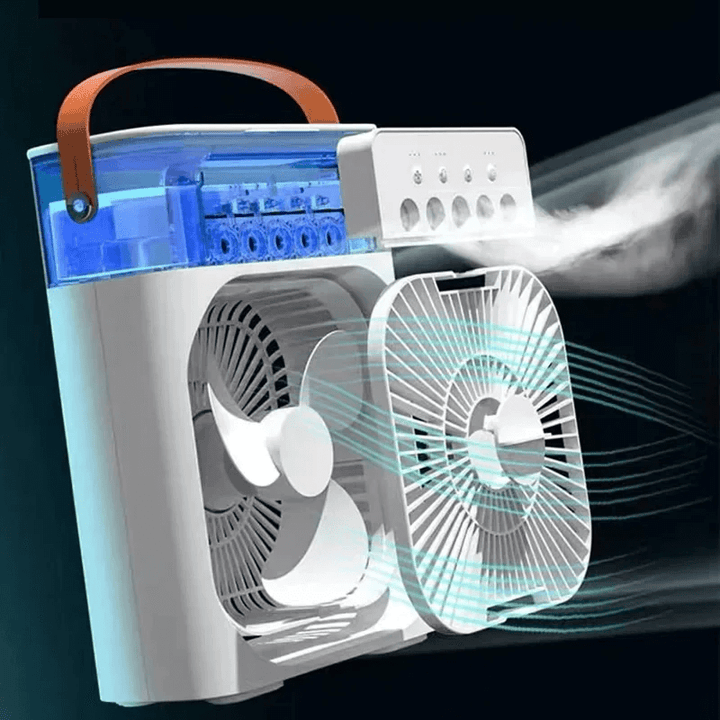 Refrigerador de aire portátil, humidifica y enfría, un ventilador de mesa esencial para el calor del verano.
