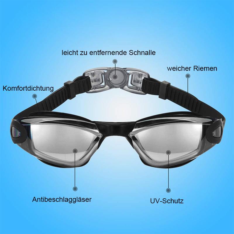 Gafas de piscina y mar para adultos, cómodas y con ajuste seguro. Antivaho y protección UV garantizada.
