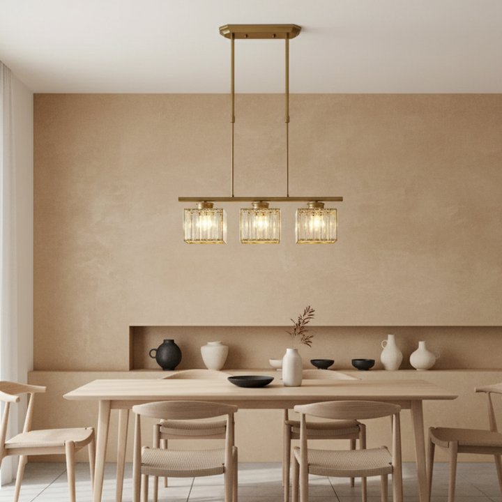 Colgante moderno para cocina, lámpara lineal de diseño minimalista y funcional.