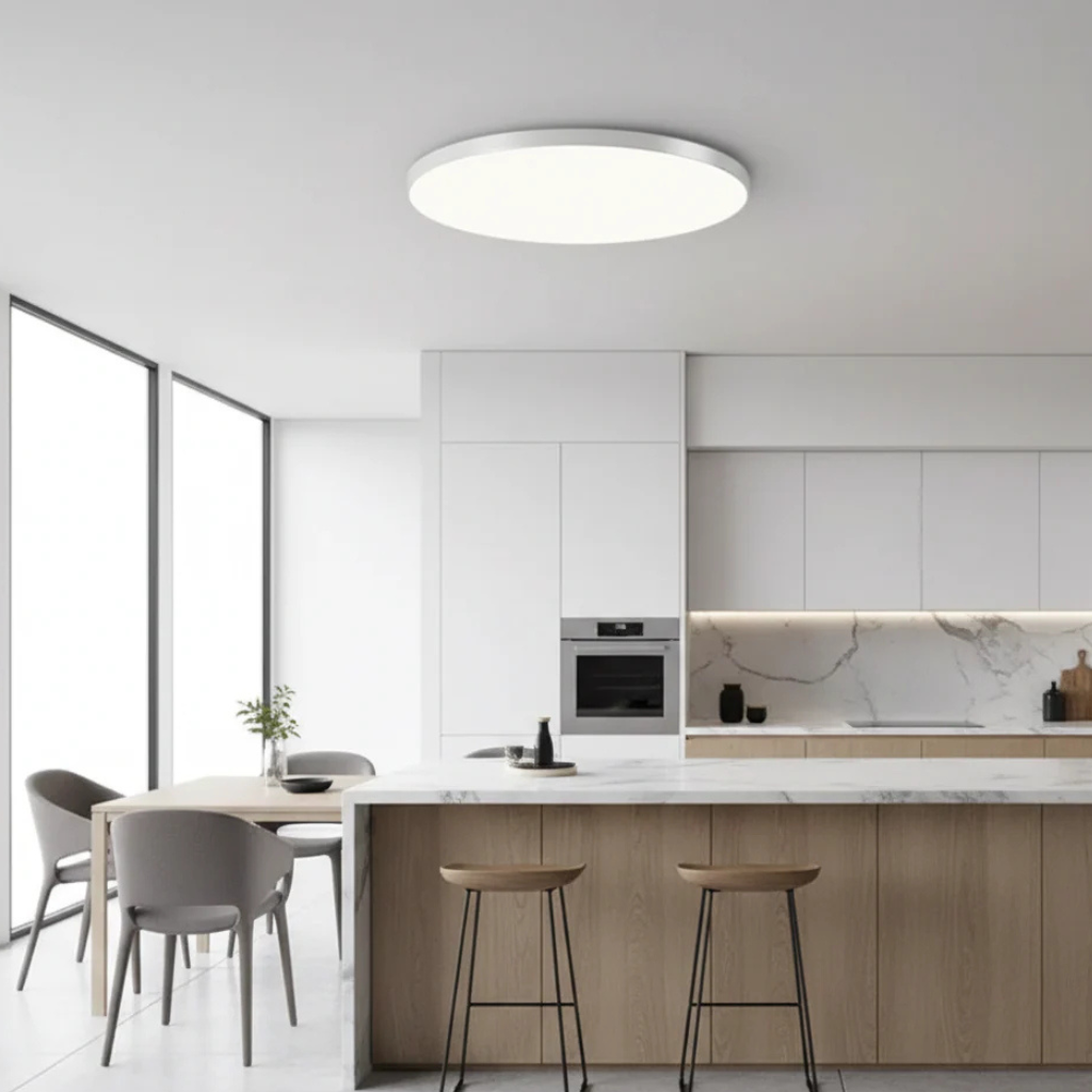 Luz de techo LED rectangular minimalista, diseño plano para una iluminación interior elegante.
