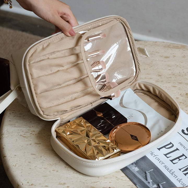 Bolso cosméticos mujer PU. Estuche de belleza portátil para viaje, almacenamiento de maquillaje.