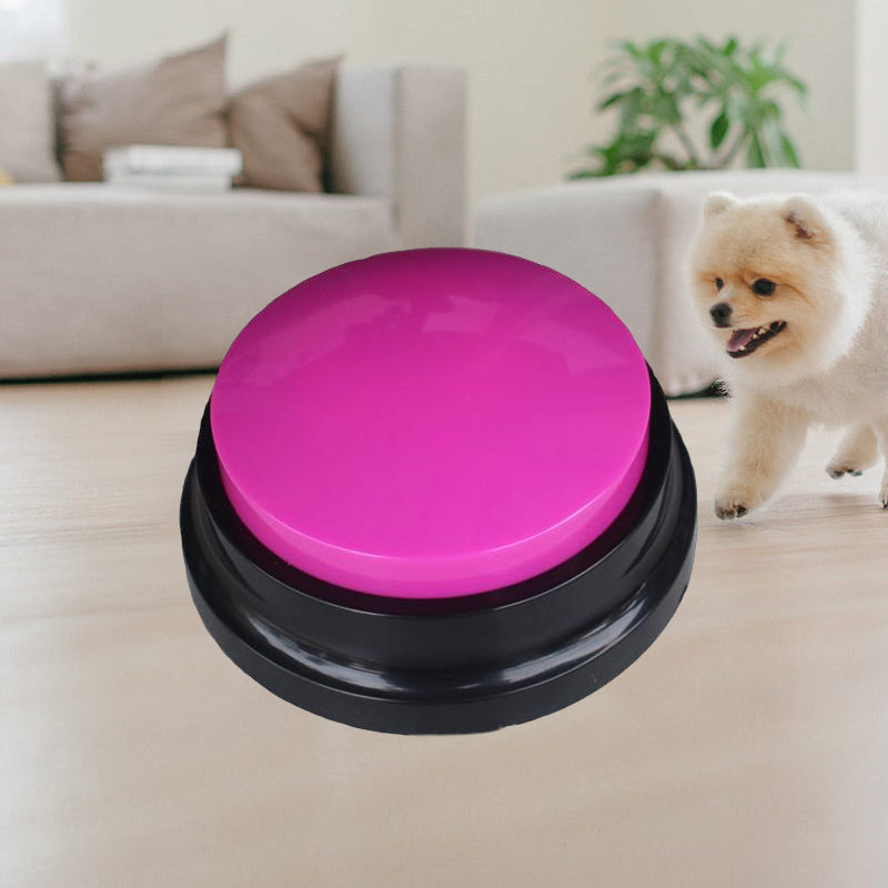 Botón interactivo para gatos y perros. Grabación de voz para juegos y adiestramiento divertido.