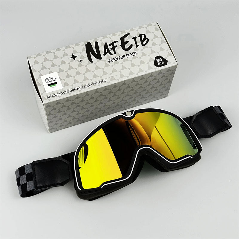 Gafas vintage de motocicleta unisex, con lentes UV y ajuste sobre gafas para motoristas.