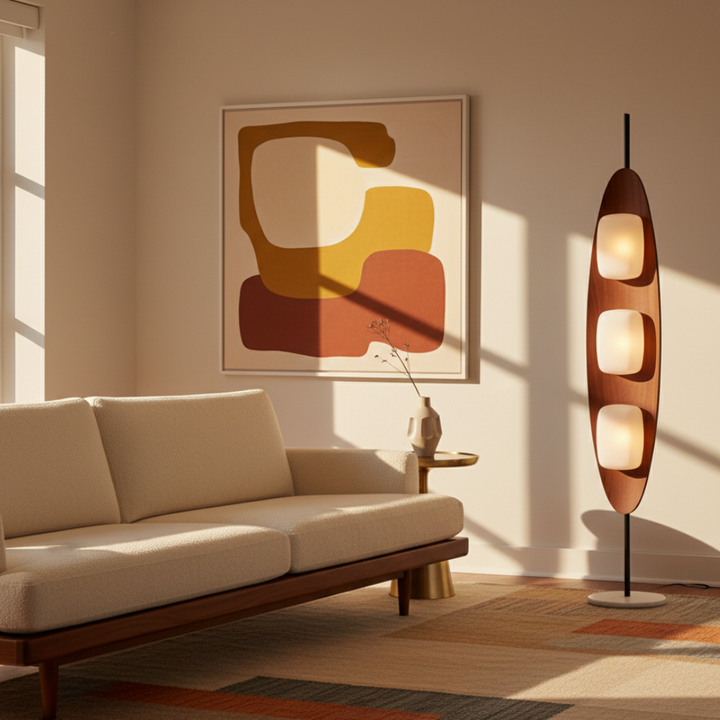 Diseño elegante de lámpara de pie LED moderna, ajustable para iluminación interior en cualquier habitación.