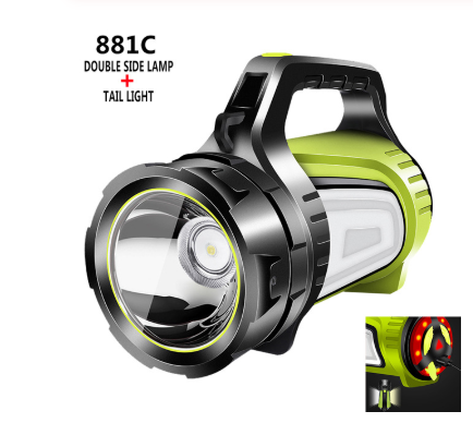 Linterna LED portátil, impermeable, ideal para camping, exterior, trabajo y emergencias.