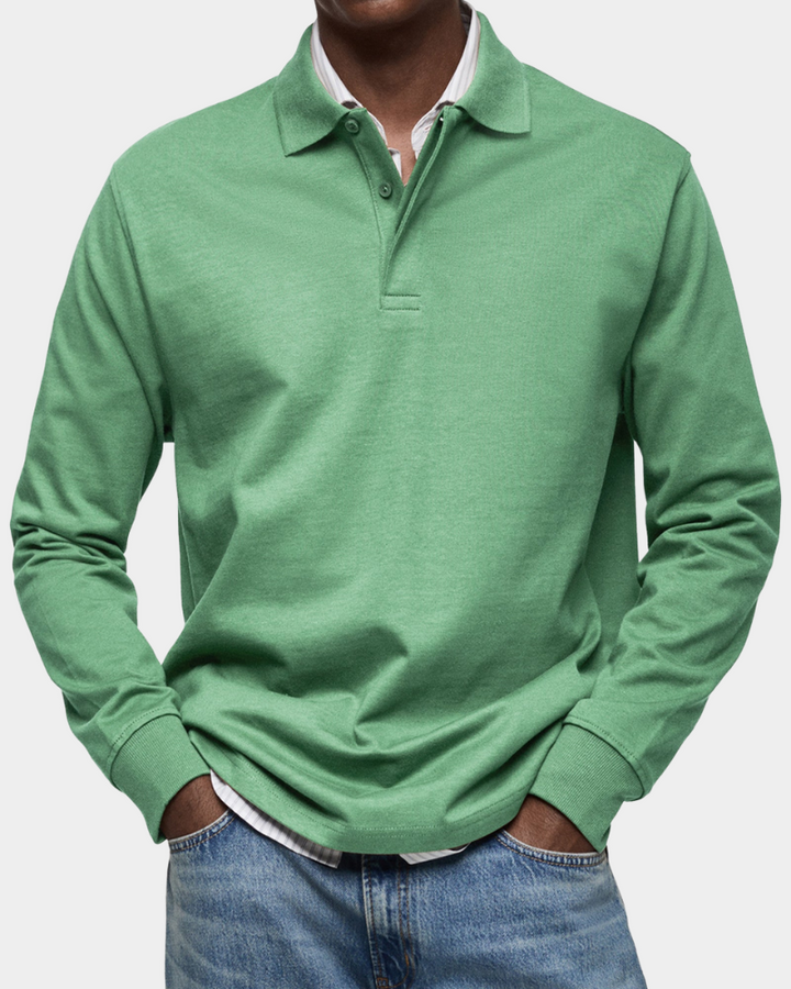Polo de Manga Larga Clásico para Hombres. Ropa masculina de algodón, diseño versátil para un look casual elegante.