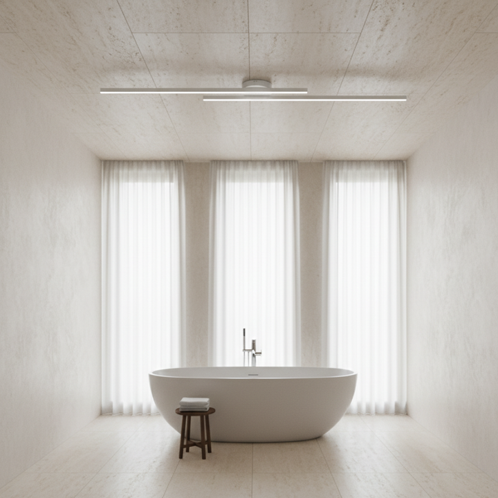 Luz LED lineal minimalista. Lámpara de techo moderna para iluminación interior de diseño.