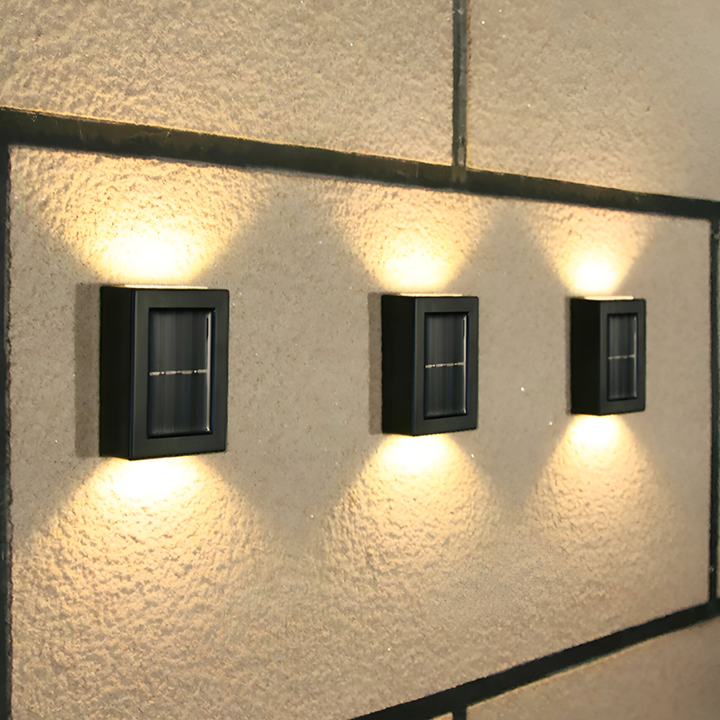 Crea ambiente en tu jardín con luz solar LED de pared arriba/abajo, iluminación exterior decorativa.