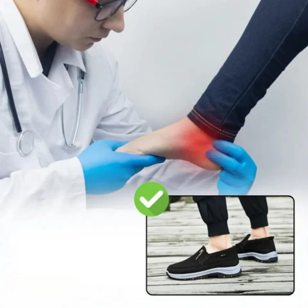 Camina con bienestar diario. Calzado ortopédico OrthoPro unisex, alivio del dolor y soporte ergonómico.