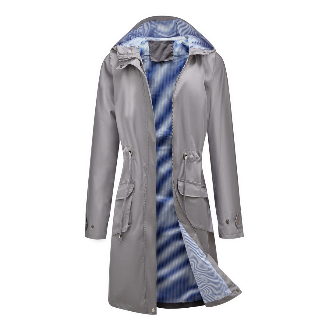 Outerwear gabardina clásica impermeable para mujer. Ideal para días de lluvia elegante en primavera y otoño.