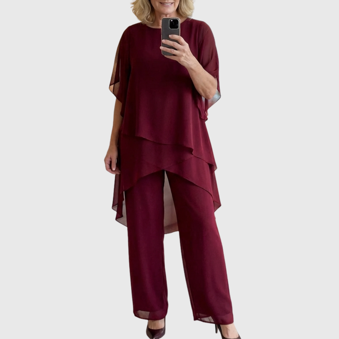 Traje Palazzo casual para mujer. Confortable y versátil, con pantalones anchos de moda.