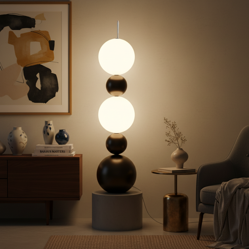 Lámpara de pie elegante Calura. Diseño de calabaza, luz LED moderna para decoración acogedora del hogar.