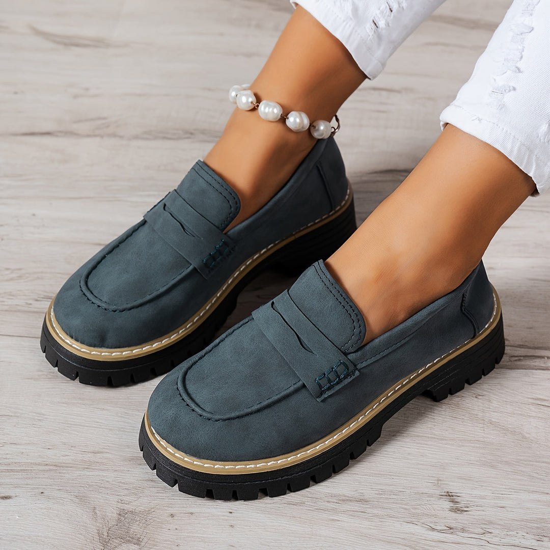 Mocasines de mujer elegantes, estilo retro, versátiles para primavera y otoño.