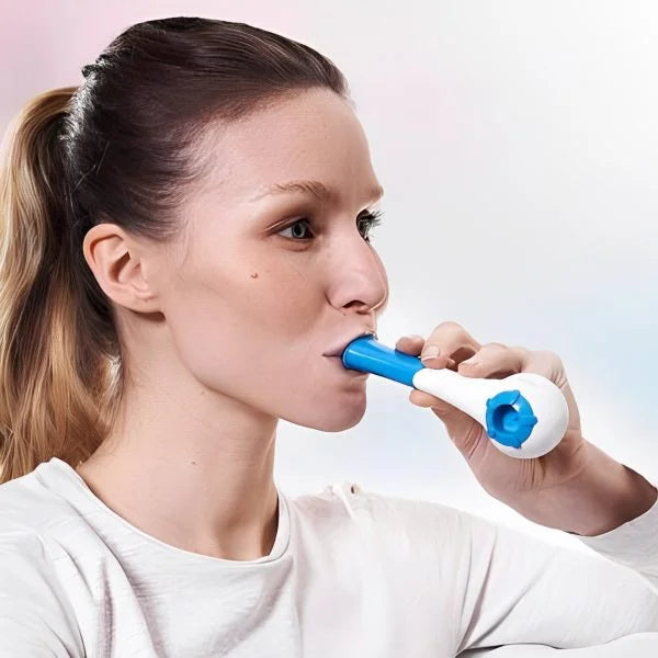 Entrenador de respiración pulmonar portátil para fortalecer músculos respiratorios y mejorar tu capacidad.