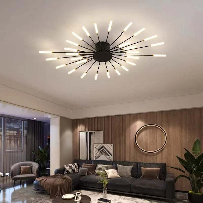 Lámpara de techo LED dorada, iluminación espiral. Minimalista y eficiente para el hogar moderno.