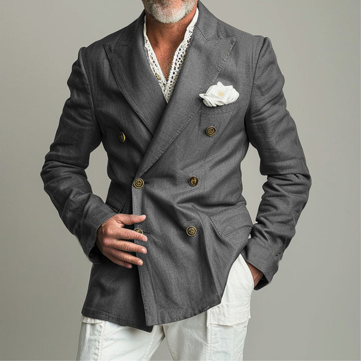 Americana cruzada slim fit para hombre, de cuadros. Perfecta para negocios o look casual inteligente.