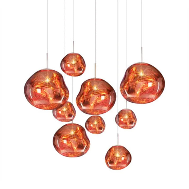 Lámpara colgante moderna que simula lava, iluminación LED para un ambiente único y sofisticado en tu salón o estudio.