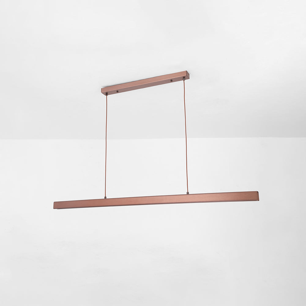 Colgante LED Nexis, estilo moderno lineal en negro y marrón. Ideal para salas y cocinas.