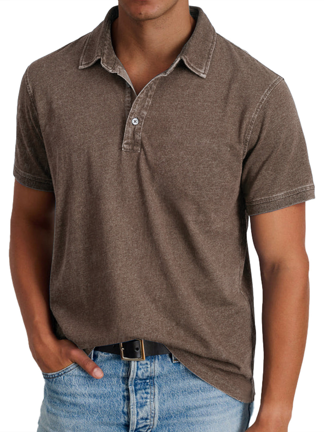 Camisa polo verde militar, look casual y confortable para hombre. Estilo clásico y moderno.