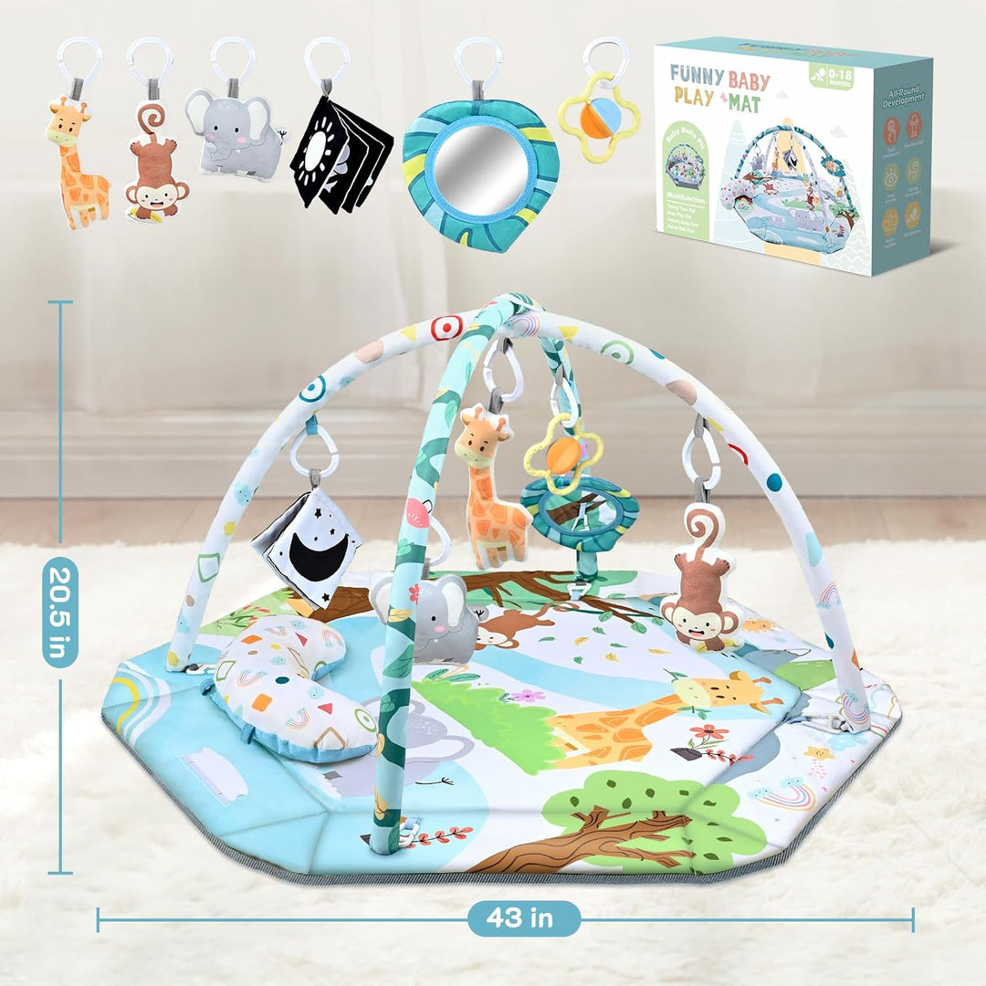 Alfombra de juego para bebés transformable 8 en 1, ofreciendo gimnasio, piscina de bolas y zona de actividades.