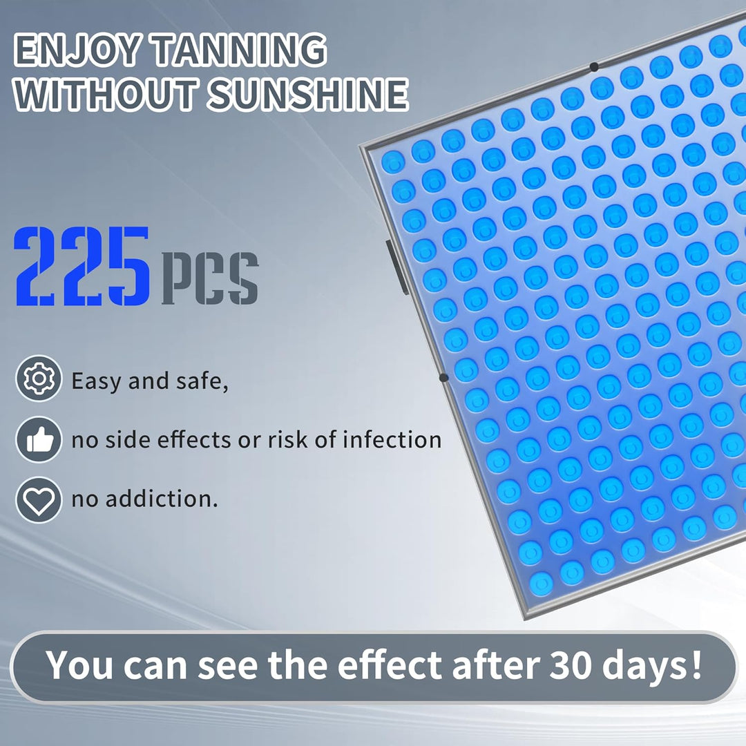 Lámpara de Bronceado UV Compacta con Temporizador y 225 LEDs. Perfecta para un bronceado seguro en casa.