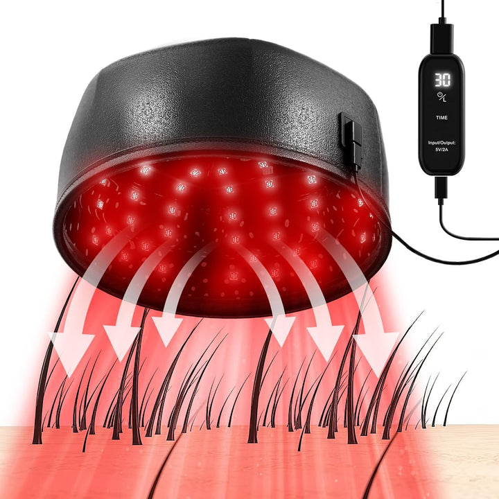 Terapia capilar anticaída con gorro láser de 82 diodos. Estimula el crecimiento del cabello, mejora la salud capilar.
