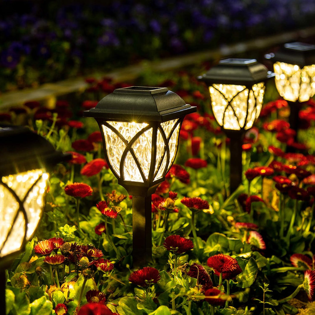 Luces solares LED para caminos, paquete de 6, ideales para iluminación exterior de jardín, patio y césped.