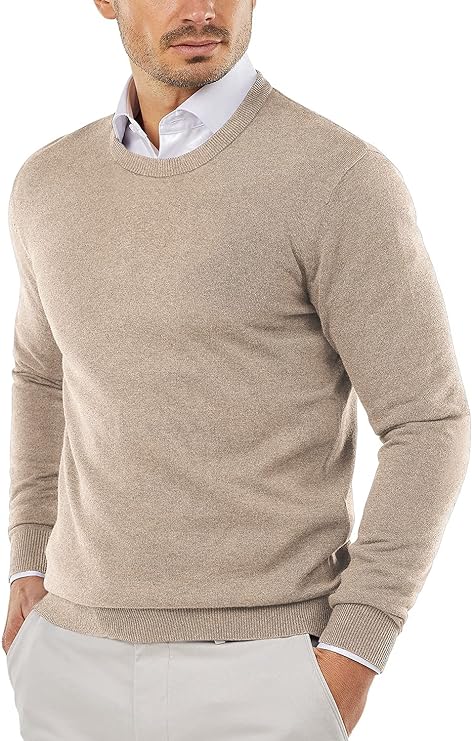 Jersey elegante para hombre, color beige, ideal para look casual o formal en otoño/invierno. Estilo versátil y cómodo.