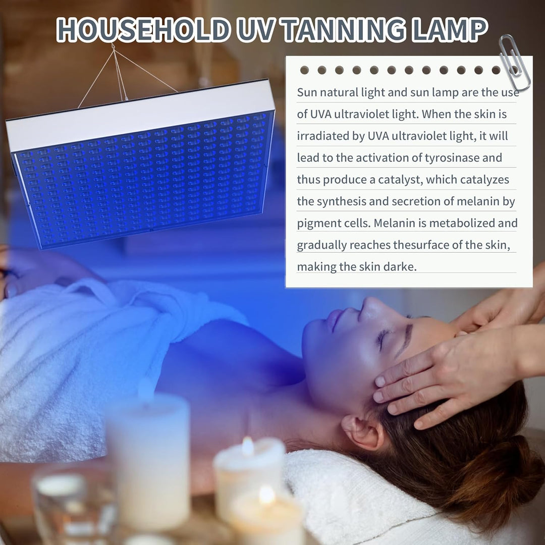 Lámpara UV compacta de 225 LEDs con temporizador. Tu solárium personal portátil para un bronceado en casa.