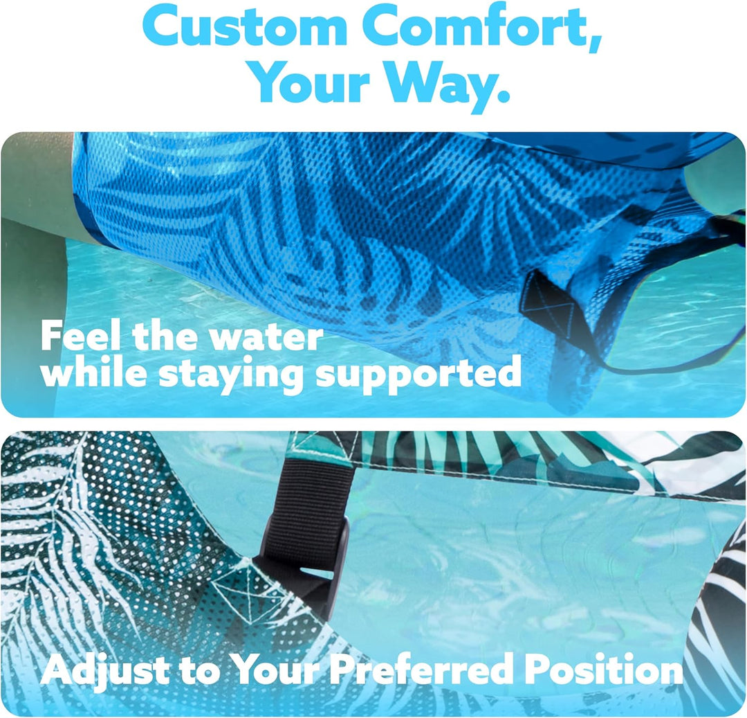 Flotador de piscina estilo tropical, silla inflable para adultos que buscan relajación bajo el sol de verano.