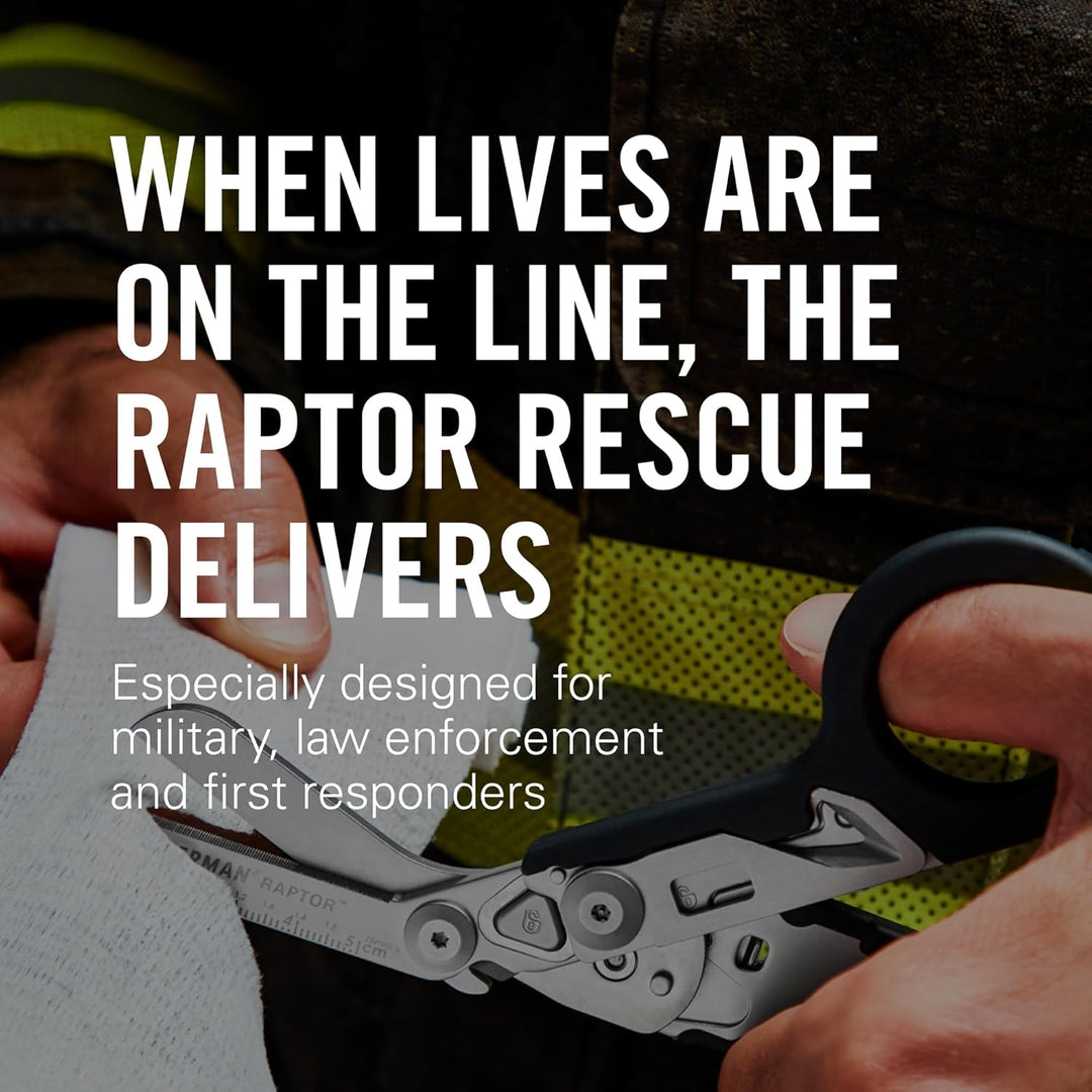 Multiherramienta Raptor para rescate rápido. Incluye herramientas vitales para situaciones de emergencia y supervivencia.