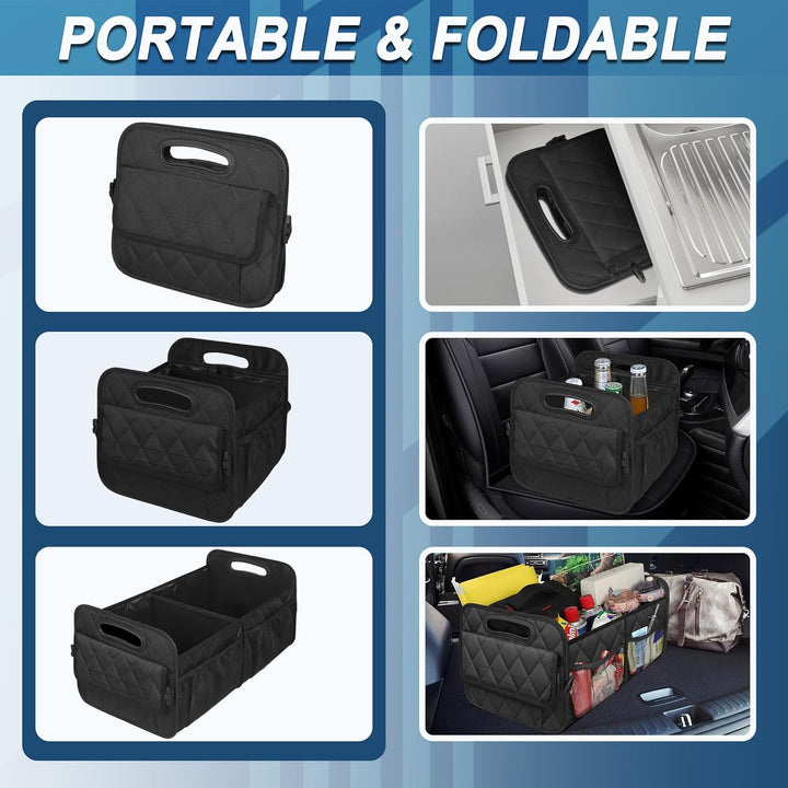 Organizador de maletero plegable para coche, fácil de guardar, mantiene el orden en tu vehículo.