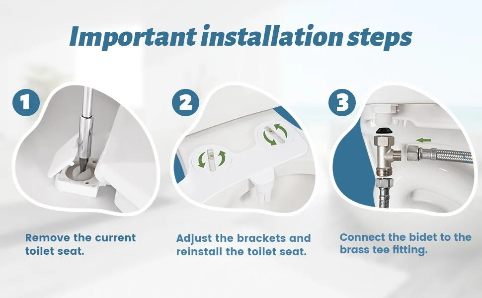 Instalación de bidet universal en inodoro. Logra una limpieza fresca, higiene superior y confort en tu baño.