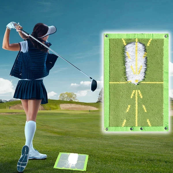 Tapete de práctica de golf portátil para perfeccionar el swing y la precisión del golpe en casa o exterior.