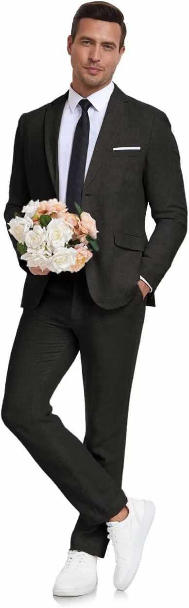 Americana y pantalón slim fit de hombre, traje elegante para moda de caballero.