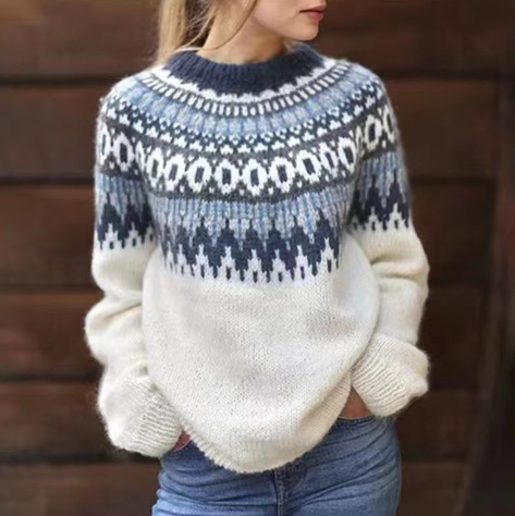 Jersey clásico cómodo de mujer, ideal para uso diario en otoño-invierno. Prenda versátil y elegante.