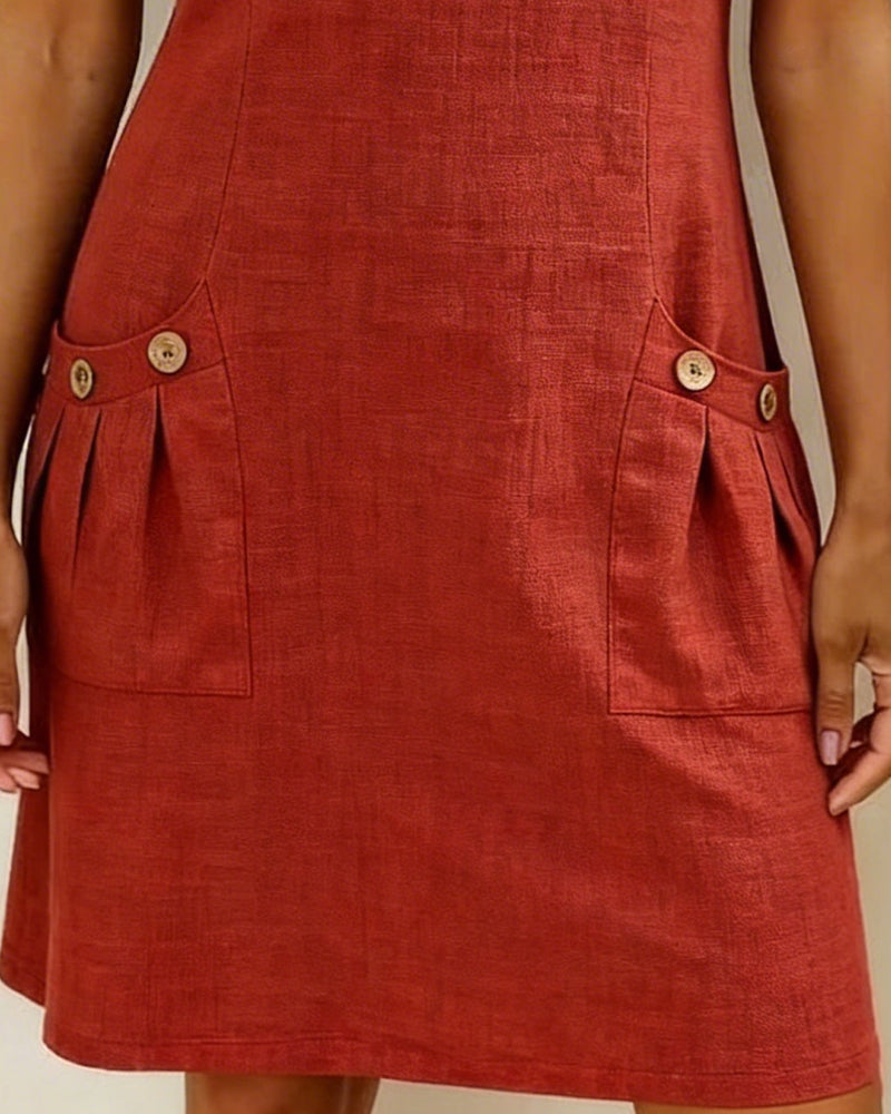 Vestido de primavera para mujer, tejido suave, corto, con cremallera en el cuello y bolsillos.