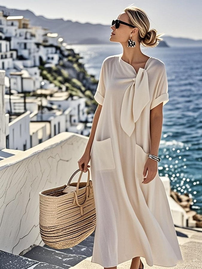 Vestido midi fluido para mujer, fresco y transpirable, ideal para la moda de verano, playa o uso diario. Comodidad.