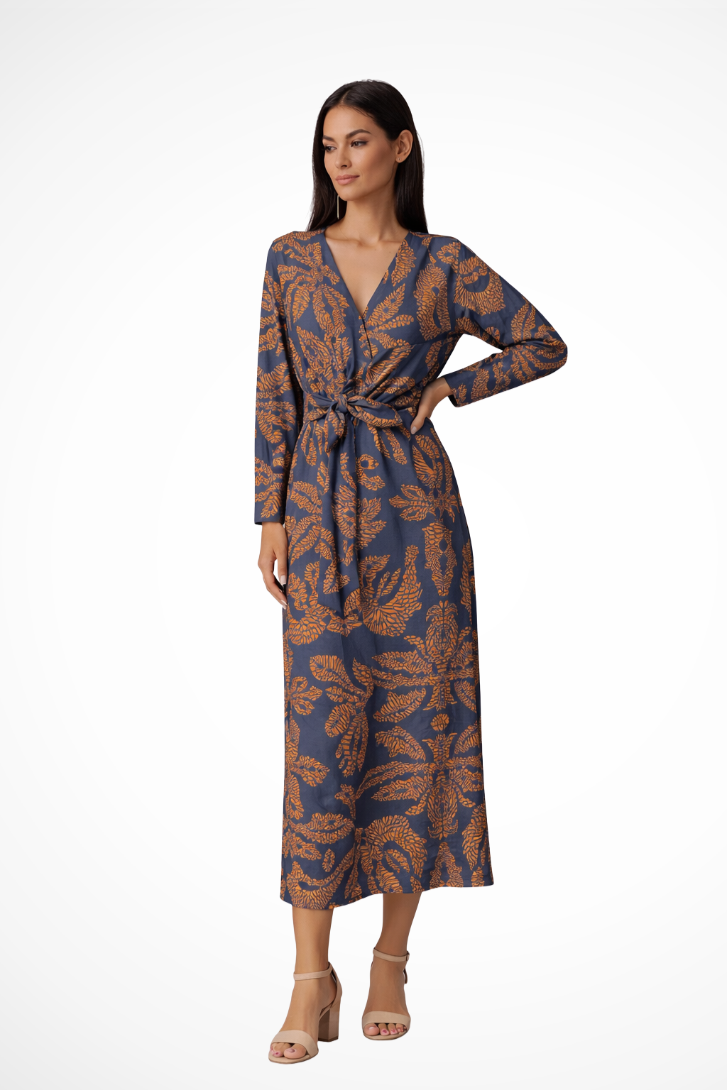 Vestido maxi elegante de mujer con cintura ajustable, perfecto para fiesta, graduación o boda.