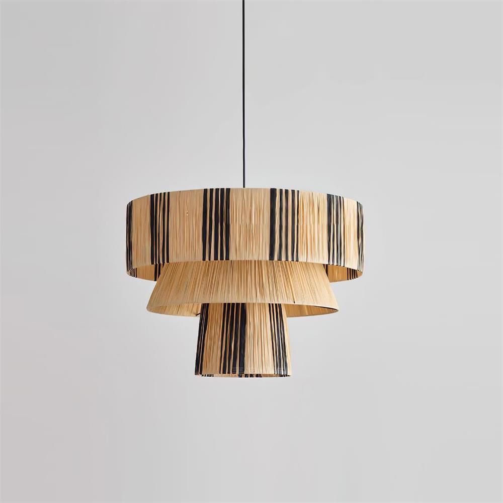 Lámpara de techo de rafia, elemento decorativo natural y funcional para cualquier espacio.