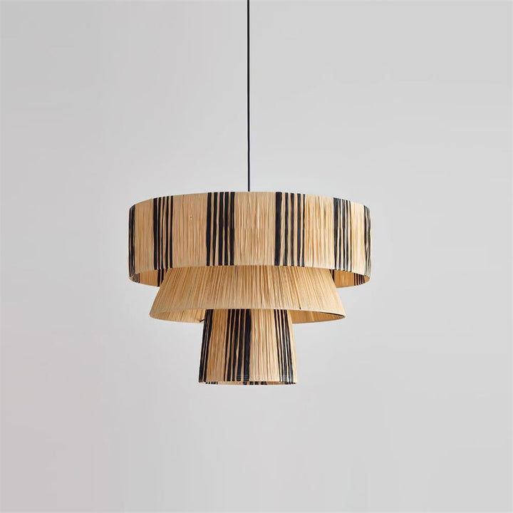 Lámpara de techo de rafia, elemento decorativo natural y funcional para cualquier espacio.