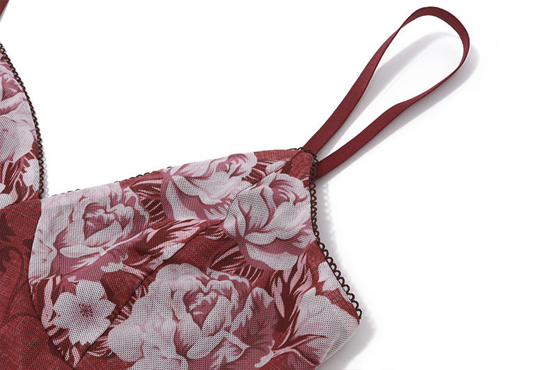 Vestido de fiesta largo floral rojo para mujer, con tirantes. Estilo Y2K para verano, playa y elegancia.
