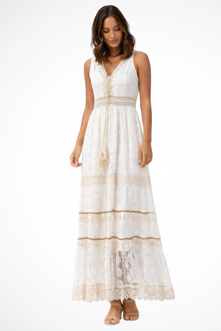 Vestido maxi de verano fresco para mujer, tejido ligero y fluido, ideal para días cálidos y cómodos.