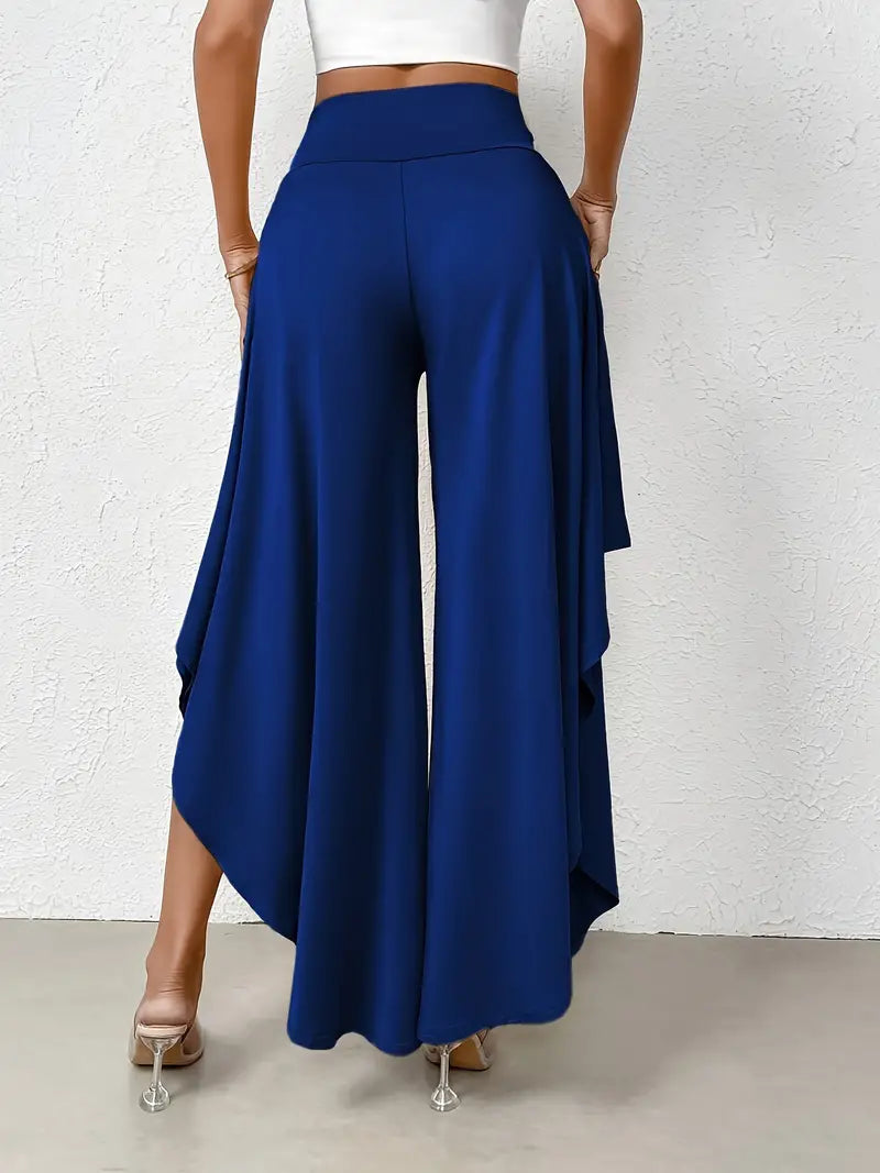 Pantalón formal, dobladillo asimétrico, pantalón mujer, estilo contemporáneo.