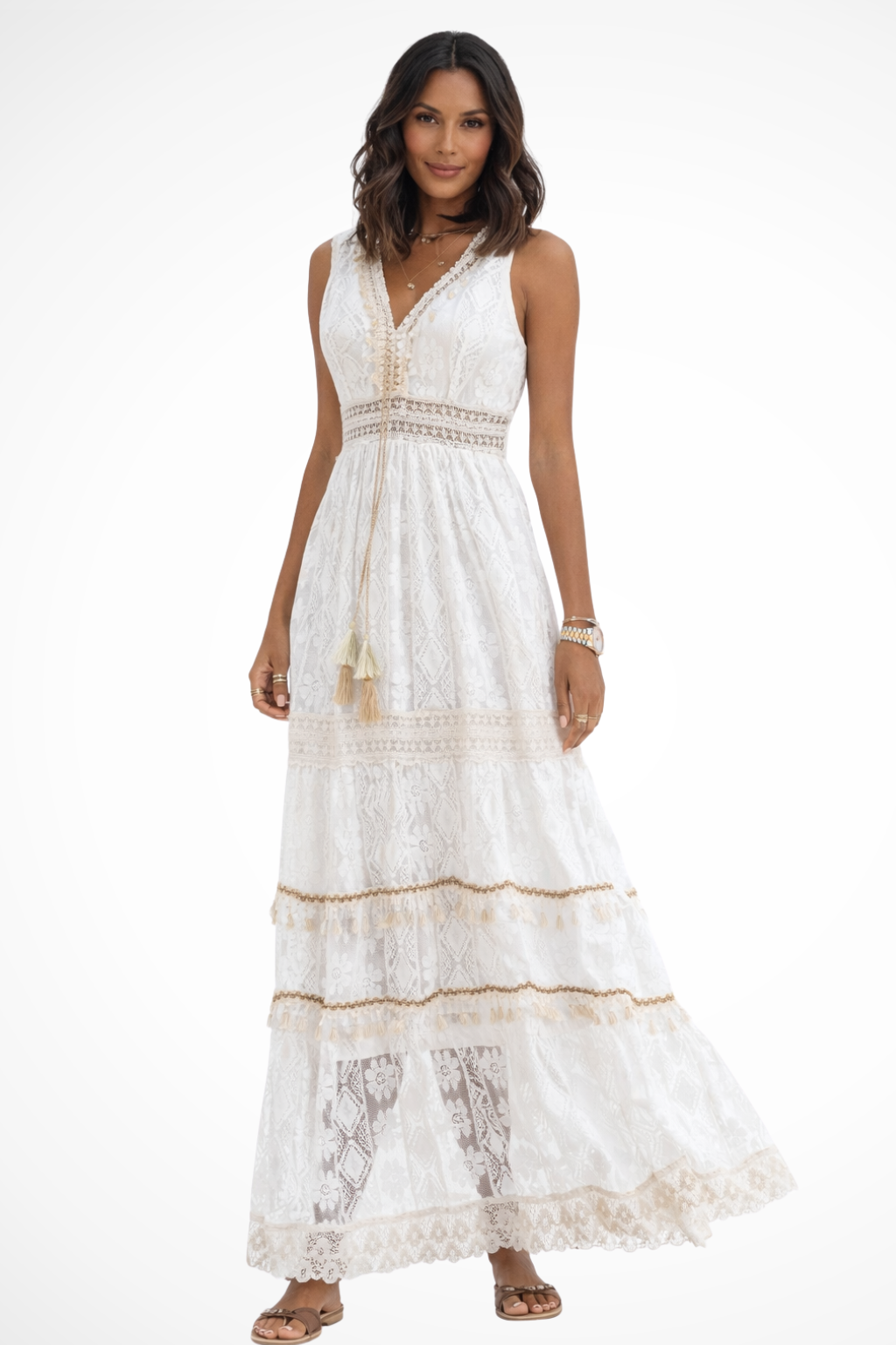 Vestido maxi bohemio de verano para mujer, diseño fluido y ligero, perfecto para la playa o look casual.