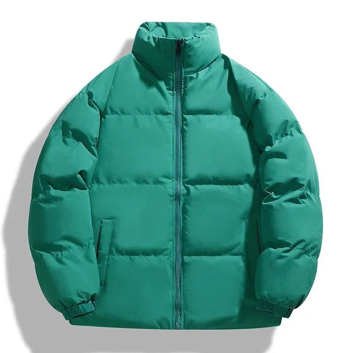 Abrigo cálido acolchado de invierno para hombre, cuello alto. Ideal para estilo casual y protección contra el frío.