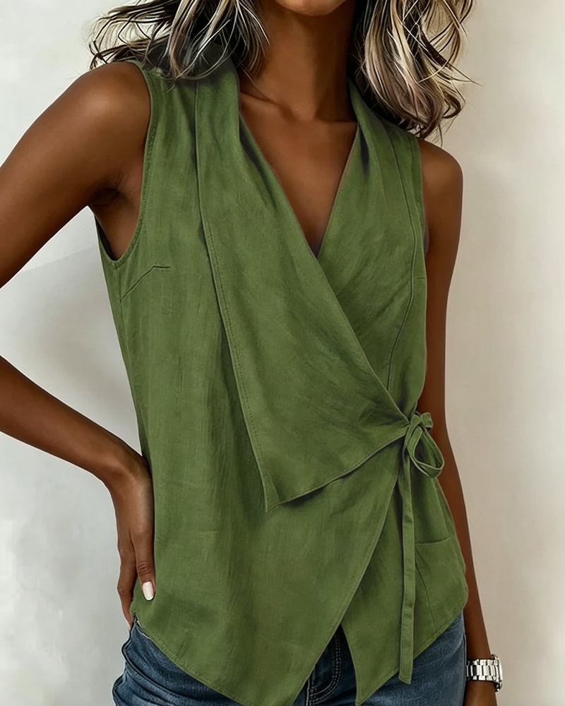 Top de verano sin mangas para mujer, estilo fluido y elegante. Prenda versátil para cualquier ocasión.